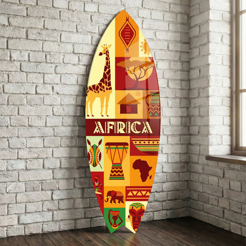 Afrika Temalı Dekoratif Sörf Tahtası